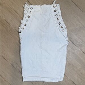 Elegant White Lace-Up Skirt